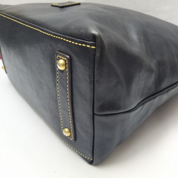 Dooney & Bourke Florentine Black Leather Tassel Zipper Closure Hobo Shoulder Bag - Picture 14 of 16